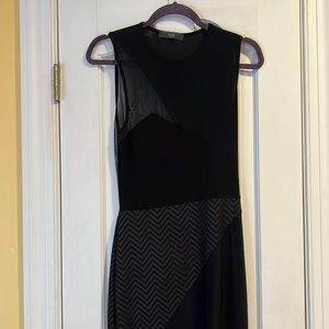 NY Collection Black Sleeveless Maxi Dress with Sheer Chevron Panel